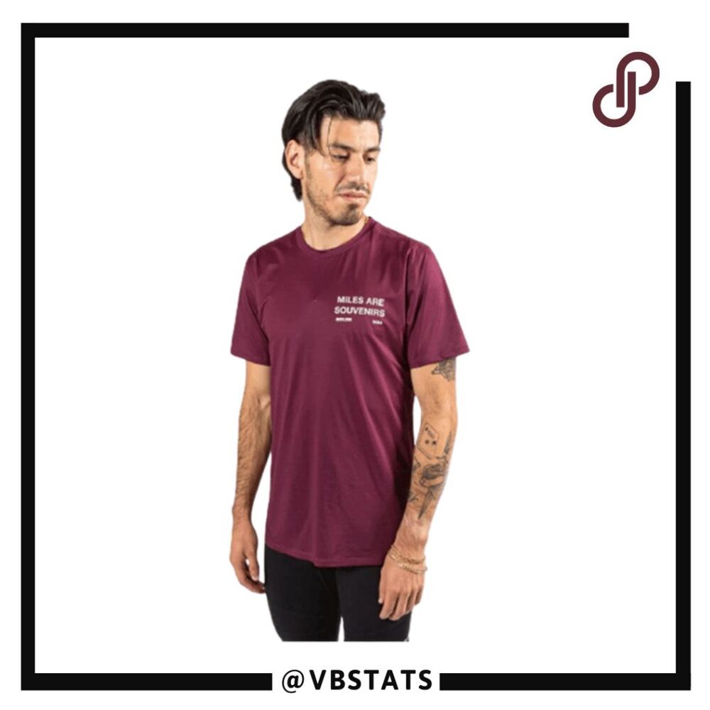 Doxa Men's Troy Miles Short Sleeve Athletic Running T-Shirt‎ Maroon Size Large